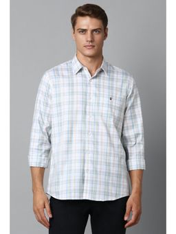 Louis Philippe - Men White Slim Fit Check Full Sleeves Casual Shirt