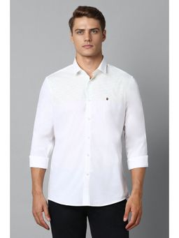 Louis Philippe - Men White Slim Fit Print Full Sleeves Casual Shirt