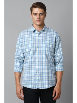 Louis Philippe - Men Blue Slim Fit Check Full Sleeves Casual Shirt