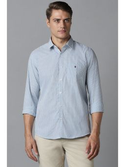 Louis Philippe - Men Blue Super Slim Fit Stripe Full Sleeves Casual Shirt