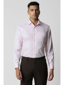 Van Heusen - Men Pink Regular Fit Self Design Full Sleeves Formal Shirt