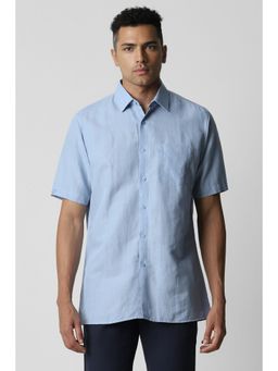 Van Heusen - Men Blue Regular Fit Check Half Sleeves Formal Shirt