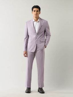 Arrow - Tailored Fit Solid Purple Blazer With Trouser