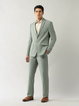 Arrow - Tailored Fit Solid Green Blazer With Trouser
