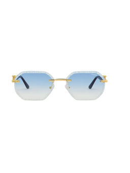 Zaadran - Unisex Blue Square Shape Sunglass - Millionaire Blue (5.4)