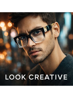 Zaadran - Unisex Clear Square Sunglass - Naked Eyes Black T (5.4)