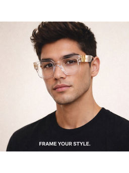 Zaadran - Unisex Clear Square Sunglass - Naked Eyes Wht T (5.4)