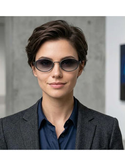 Zaadran - Unisex Black Oval Shape Sunglass - Nauru Black (5.4)