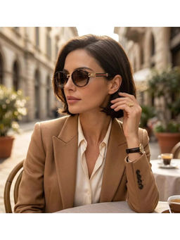 Zaadran - Unisex Brown Oval Shape Sunglass - Nauru Brown (5.4)