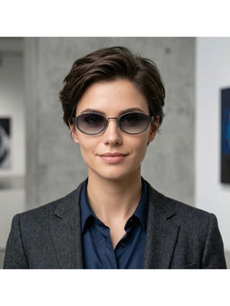 Zaadran - Unisex Grey Oval Shape Sunglass - Nauru Grey (5.4)