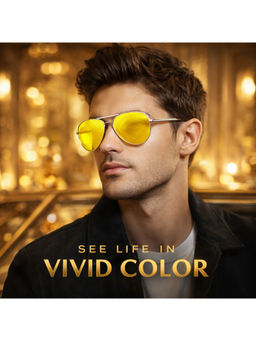 Zaadran - Unisex Yellow Aviator Sunglass - Olivia Avtr Slv Yellow (5.4)