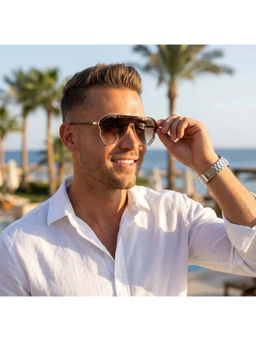 Zaadran - Unisex Brown Aviator Shape Sunglass - Osaka Brown (5.6)