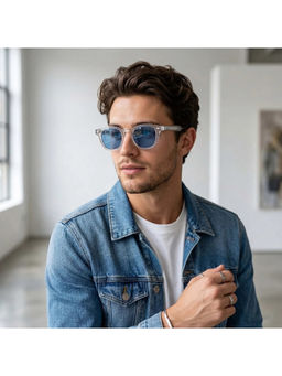 Zaadran - Unisex Blue Round Sunglass - Oxfd Clr Transp (5.8)