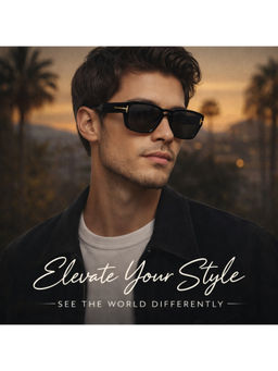 Zaadran - Unisex Black Square Shape Sunglass - Poland Black (5.6)
