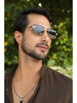 Zaadran - Unisex Black Rectangle Shape Sunglass - Richmond Black (5.4)