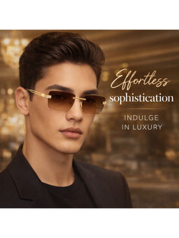 Zaadran - Unisex Brown Rectangle Shape Sunglass - Richmond Brown (5.9)