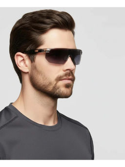 Zaadran - Unisex Black Shield Shape Sunglass - Rider Black (5.4)
