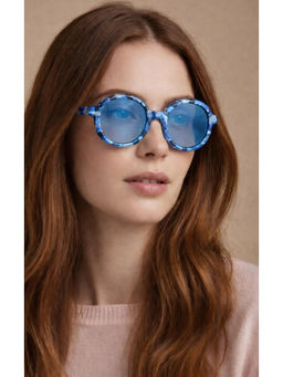 Zaadran - Unisex Blue Round Shape Sunglass - Rotater Blu Marble (5.4)