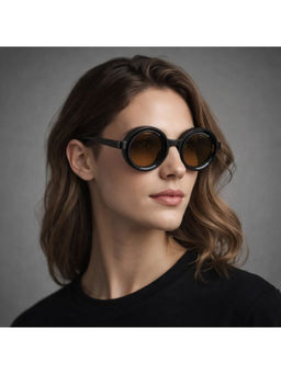 Zaadran - Unisex Brown Round Shape Sunglass - Rotater Brown (5.4)