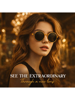 Zaadran - Unisex Black Round Shape Sunglass - Rotater Golden (5.4)