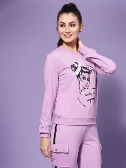 KASSUALLY - Purple Printed Sweatshirt