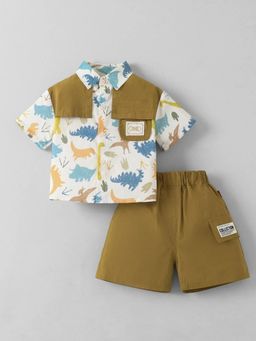 Hopscotch - Boys White Cotton Blend Shirt with Shorts