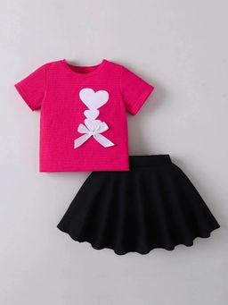 Hopscotch - Girls Pink Polyester Top with Skirt