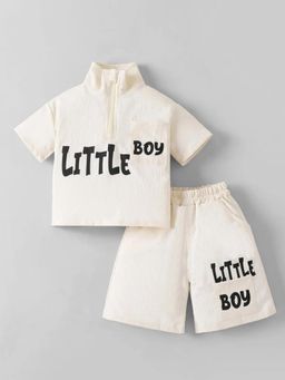 Hopscotch - Boys White Polyester T-shirt with Shorts