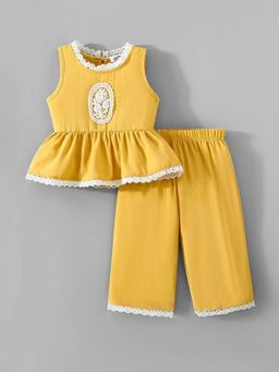 Hopscotch - Girls Yellow Polyester Top with Pant
