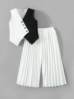 Hopscotch - Girls White Polyester Top with Pant