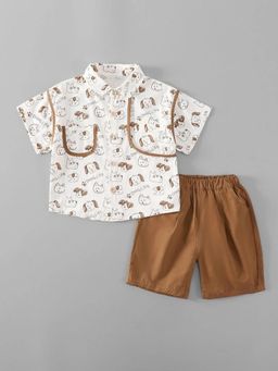 Hopscotch - Boys White Cotton Blend Shirt with Shorts