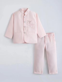 Hopscotch - Boys Pink Cotton Blend Coat with Pant