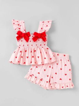 Hopscotch - Girls Pink Cotton Blend Top with Short