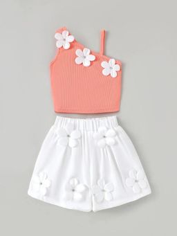 Hopscotch - Girls Pink Polyester Blend Top with Short