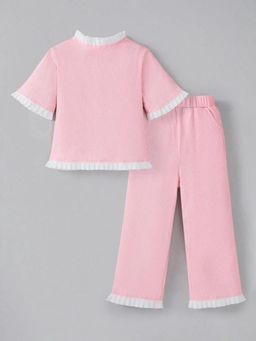 Hopscotch - Girls Pink Polyester Blend Top with Pant