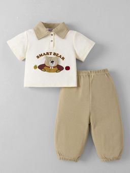 Hopscotch - Boys Khaki Cotton Blend Polo with Jogger