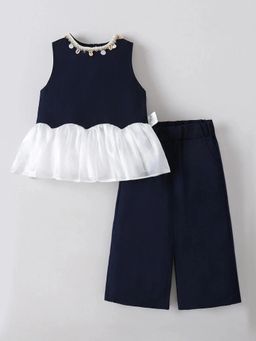 Hopscotch - Girls Black Viscose Blend Top with Pant