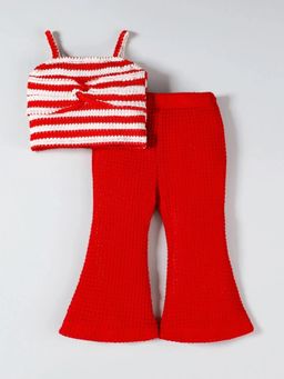 Hopscotch - Girls Red Polyester Top with Pant