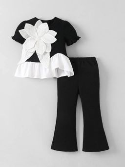 Hopscotch - Girls Black Cotton Blend Top with Pant