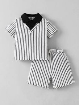 Hopscotch - Boys White Polyester Blend T-shirt with Short