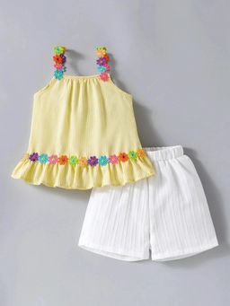 Hopscotch - Girls Yellow Polyester Top with Short