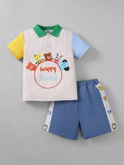 Hopscotch - Boys Multi-Colour Polyester Blend Polo T-shirt with Short