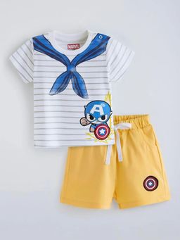 Hopscotch - Boys White Cotton T-shirt with Short
