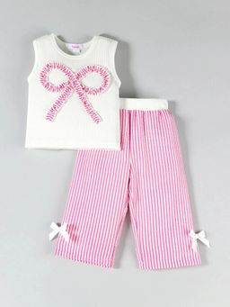 Hopscotch - Girls Pink Cotton Blend Top with Pant