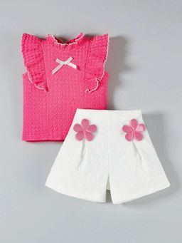 Hopscotch - Girls Pink Polyester Top with Short