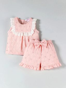 Hopscotch - Girls Peach Polyester Top with Short