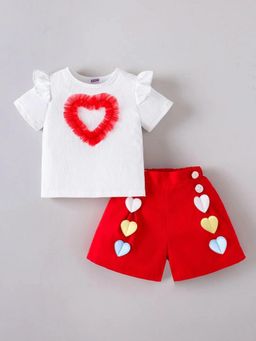 Hopscotch - Girls White Polyester Top with Short
