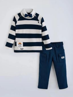 Hopscotch - Boys Multi-Colour Cotton Blend T-shirt and Pant with Shirt
