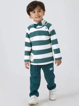 Hopscotch - Boys Green Polyester Shirt and Pant with T-shirt