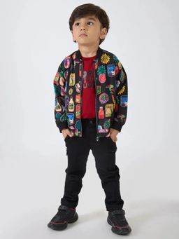 Hopscotch - Boys Red Cotton T-shirt and Pant with Jacket